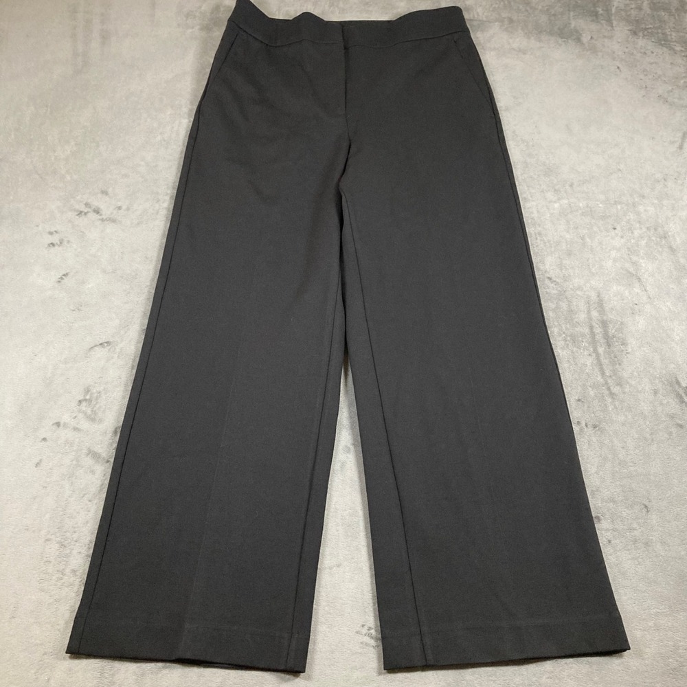 Ann Taylor Factory Black Wide Leg Trousers Size 6 Ponte Knit Dress Pants